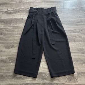 COS Black Wide-Leg Paperbag Pants